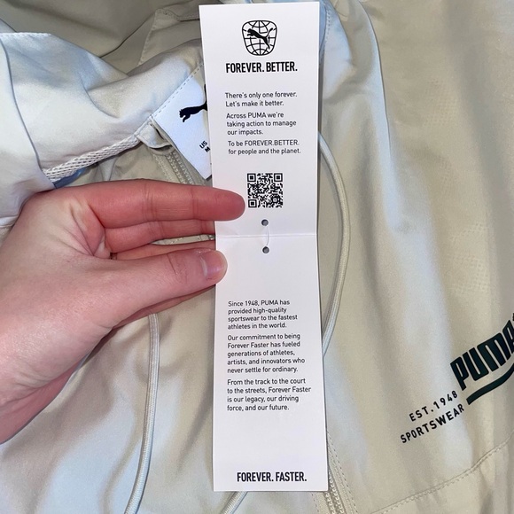 NWT Puma White Hooded Windbreaker Jacket Size Mens Medium - Picture 8 of 11